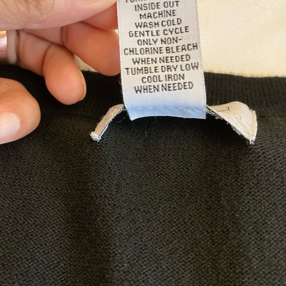 Carmen Marc Valvo Black Sweater w/ Gold Buttons, Scoop neck, 3/4 Sleeve - Small - Picture 6 of 7